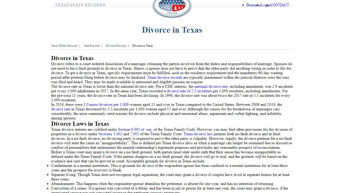 Divorce in Texas | StateRecords.org